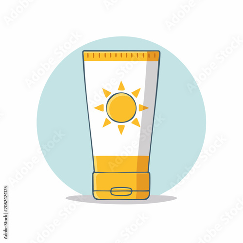Sunscreen tube with sun logo