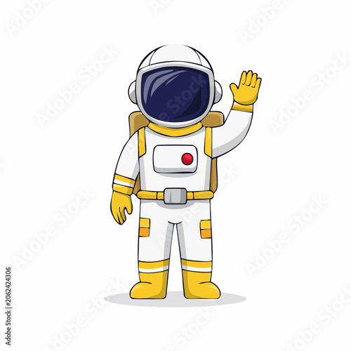 Cartoon Astronaut Waving Hello