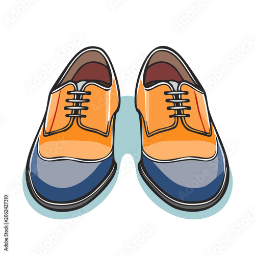 Flat design vector sneakers pair blue orange white