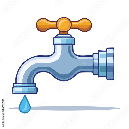 Flat design water faucet with water drop vector
