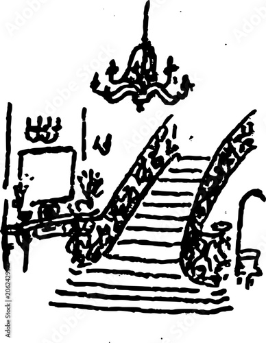 Hand Drawn Grand Staircase Vector Illustration