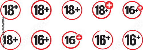 Foto Age restriction icons for 16, 18 and 21 years