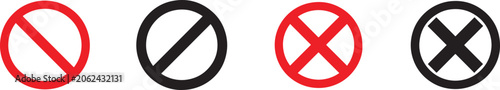 Photos Set of no sign icons with prohibition symbols, restricted access, forbidden entry and warning marks