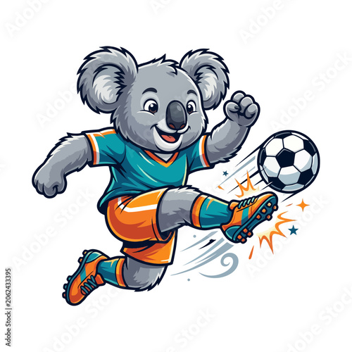 Cute koala soccer mascot character illustration