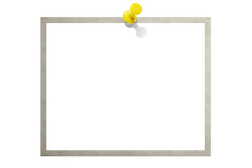 Photo card attached with a push pin isolated on a transparent background.