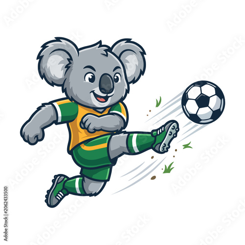 Cute koala soccer mascot character illustration