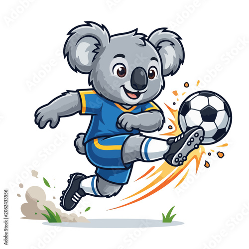 Cute koala soccer mascot character illustration
