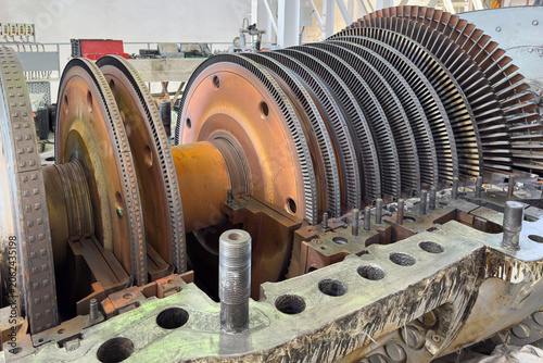 Large turbine parts in an industrial facility