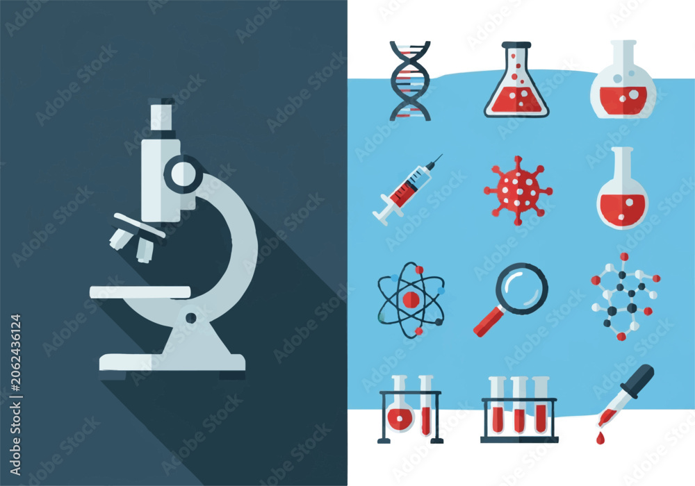 Naklejka premium Medical Research Laboratory Microscope Equipment.