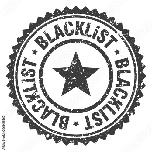 Foto blacklist black grunge round stamp. blacklist stamp