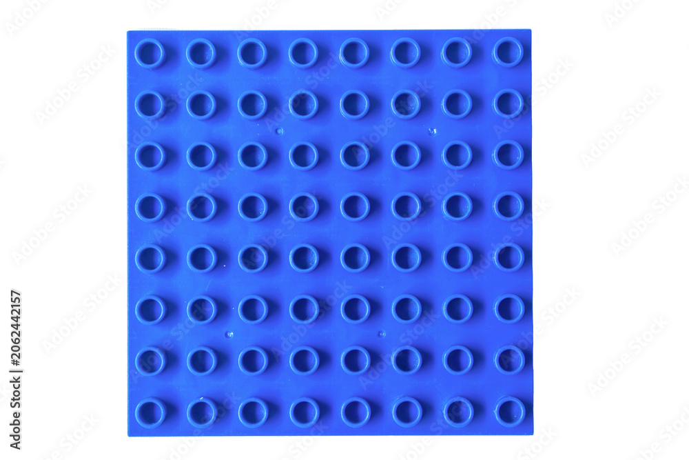 Naklejka premium Top view Blue Square lego duplo base plate toy block brick isolated on white
