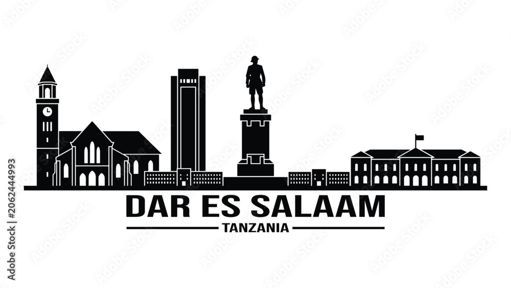 Obraz premium Black skyline of Dar es Salaam Tanzania