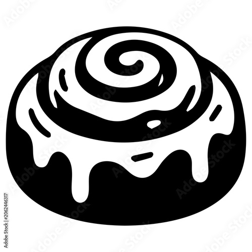 Cinnamon roll bun solid black icon