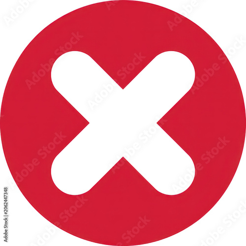 A bold black cross symbol centered within a vibrant red circular isolated on a transparent background
