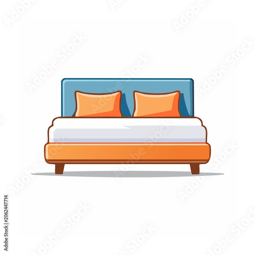 Modern orange sofa with blue cushions 3D render