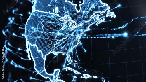Digital Earth Globe Rotating With Glowing Network Data Connections