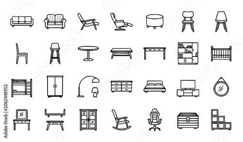 Fotografía Modern Furniture Linear Icons Collection for Home Interior Web and Mobile App De