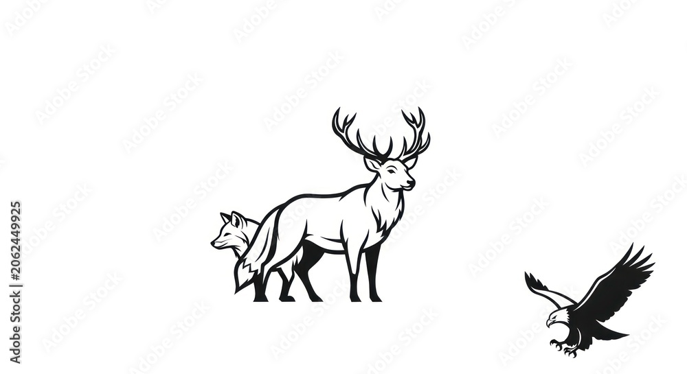 Fototapeta premium Wildlife animals in natural habitat scene.