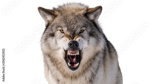 Canvas-taulu Wolf snarling with bared teeth and sharp fangs