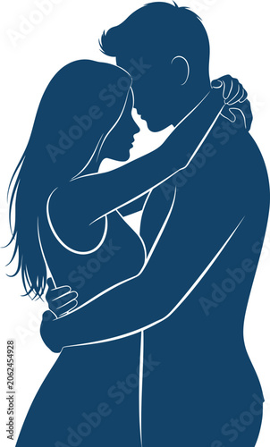 Couple embracing in a warm hug Vector