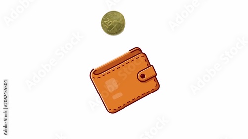 Coin Into Wallet Animation – 4K Alpha Channel Seamless Loop