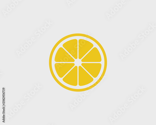 Minimalist sliced lemon icon vector graphic for healthy food brand identity