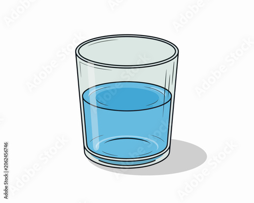 Clear glass cup filled with fresh water isolated on a white background