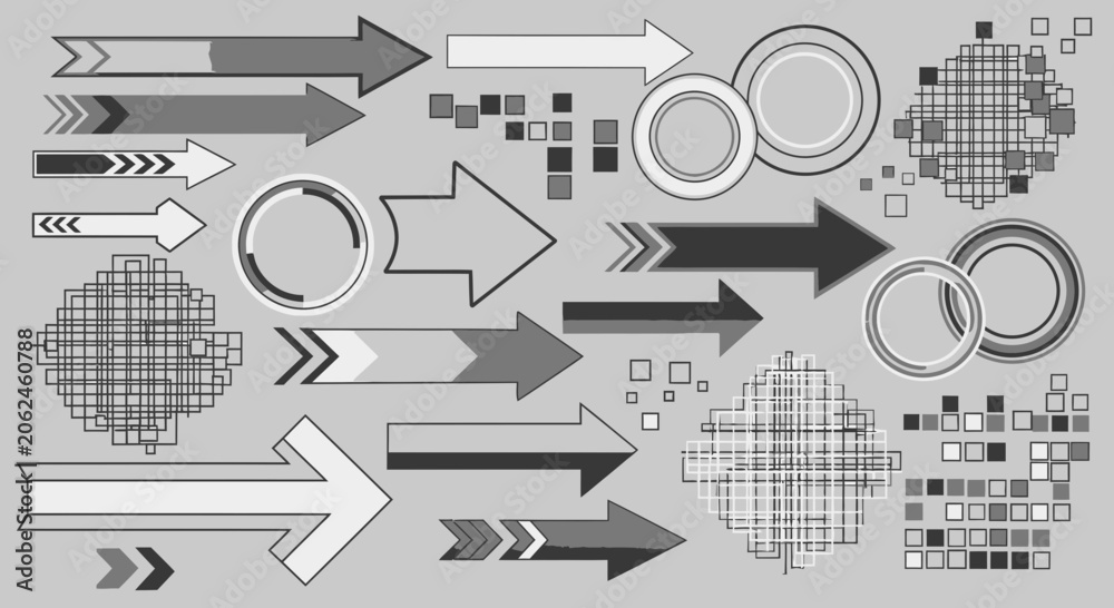 Fototapeta premium Modern Arrow Set: Geometric Design Elements for Digital Graphics