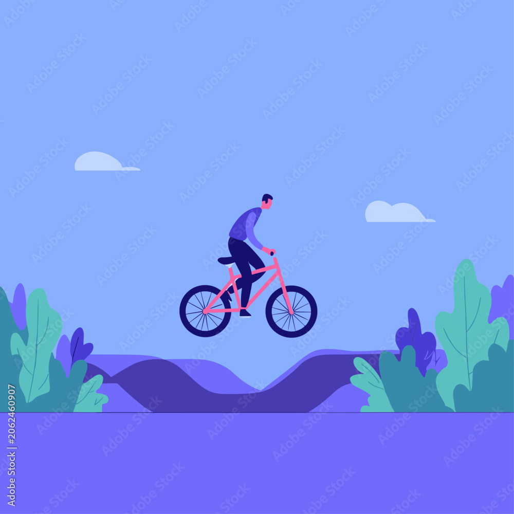 Naklejka premium BMX Rider Soaring Over Smooth Asphalt Pump Track Waves