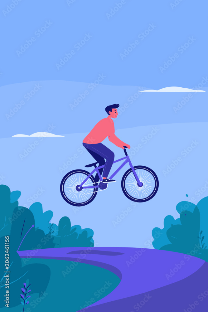 Naklejka premium BMX Rider Soaring Over Smooth Asphalt Pump Track Waves