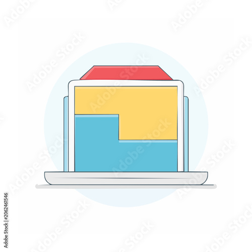 Flat design 3D folder with document