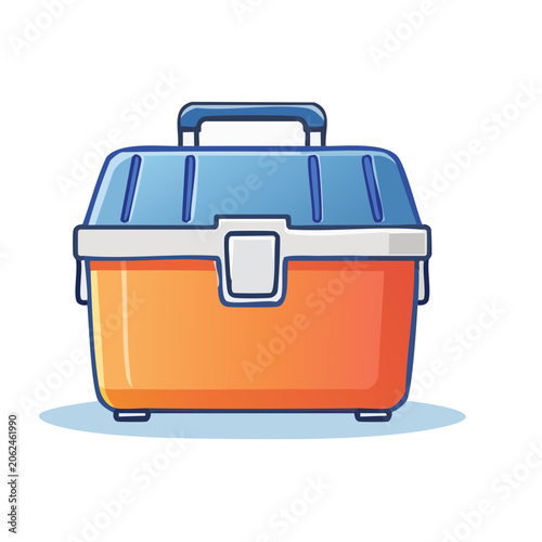 Blue and orange 3D suitcase with handle