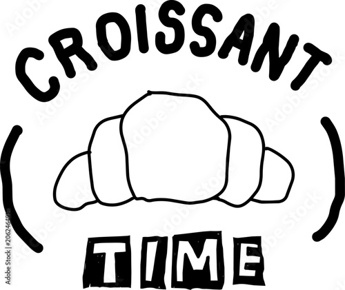 Croissant Illustration Bakery Typography Hand Drawn Vector