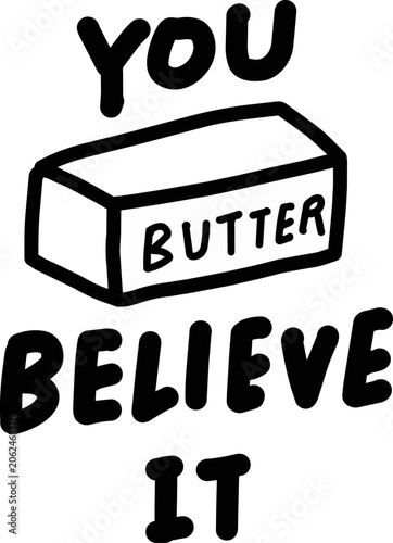 Butter Food Pun Illustration Hand Drawn Vector