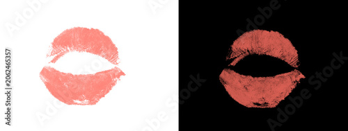 Fotografía Passionate Red Lipstick Open Lips Kiss Print with Rich Color Saturation Dual Bac