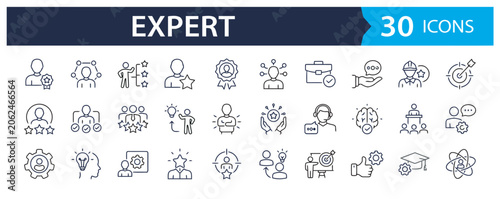 Valokuva Professional expert and leadership line icon set for business development concep