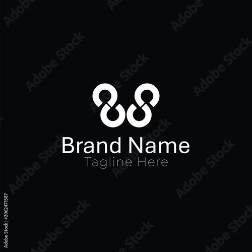 Minimalist Double Circle Eight Logo Design on Black Background with Brand Name