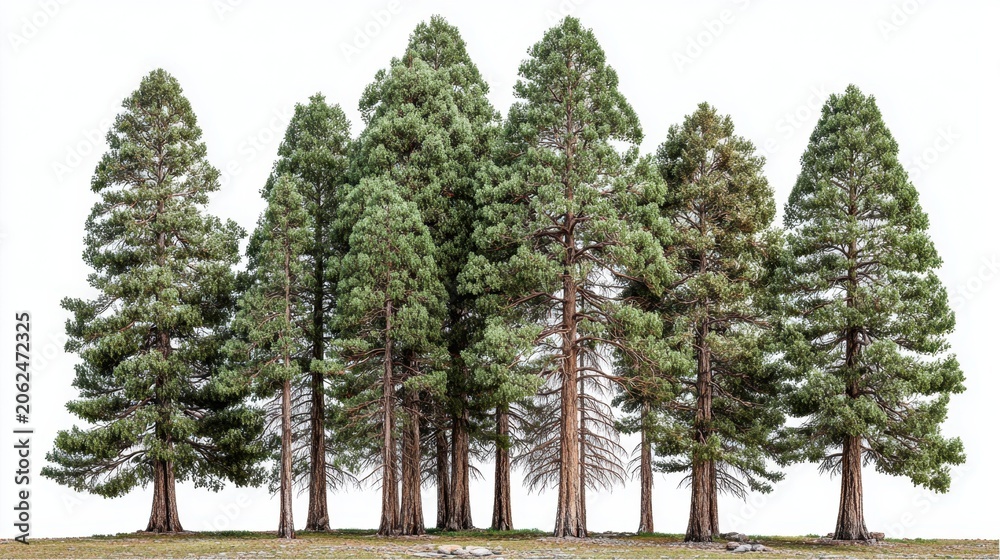 Fototapeta premium A Dense Group of Tall, Lush Evergreen Trees Standing Majestically in a Clear Area Perfect for Nature and Landscape Photography Projects