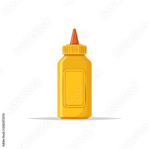 Yellow plastic bottle with orange cap isolated