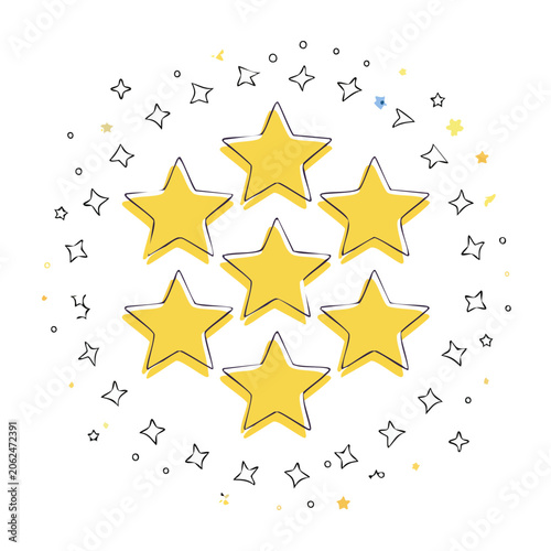 Yellow star and snowflake pattern vector