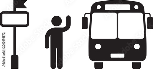 Billede på lærred Person waving to approaching bus at bus stop