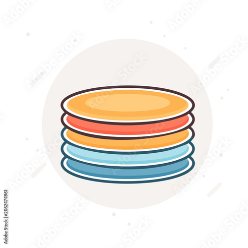 Colorful stacked bowls on white background