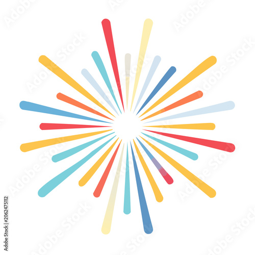 Flat design fan with rainbow stripes
