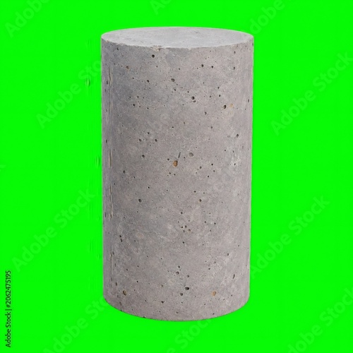 Cylindrical Concrete Sample Object for Construction Material Testing on Chroma Key Background