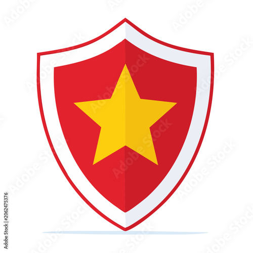 Red star in hexagon badge vector