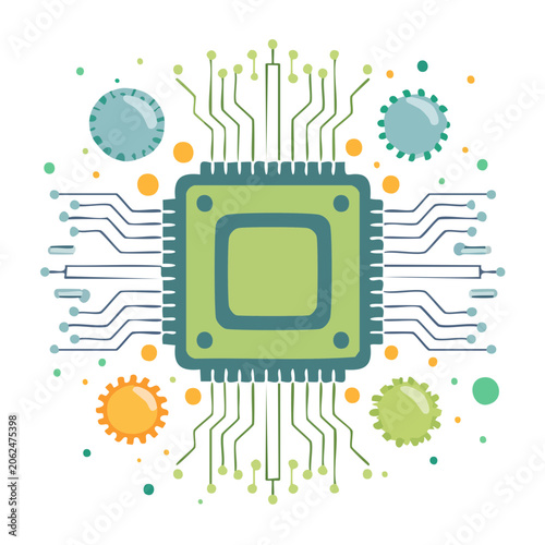 Smartphone with circuit board and connectivity symbols