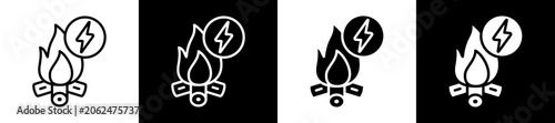 Combustion Line And Glyph Icon In Black White Background    