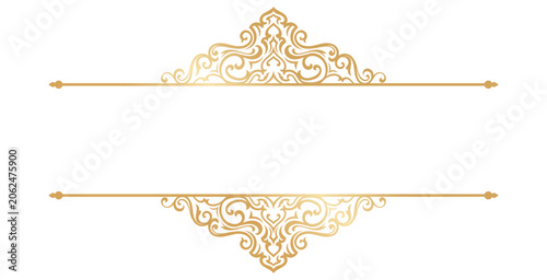 Elegant gold title frame template with ornate baroque border design