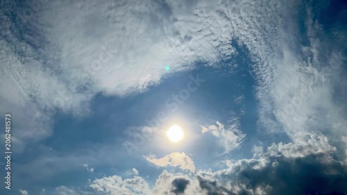 太陽と青空と白雲　タイムラプス