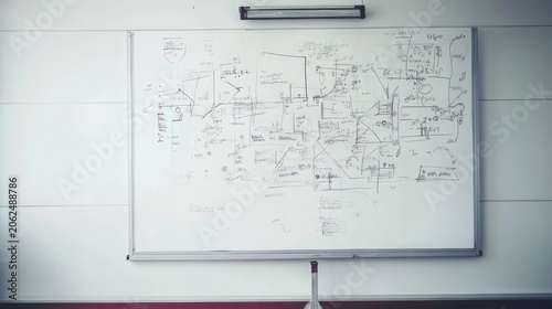 Visual representation of complex concepts on a whiteboard showcasing intricate diagrams and